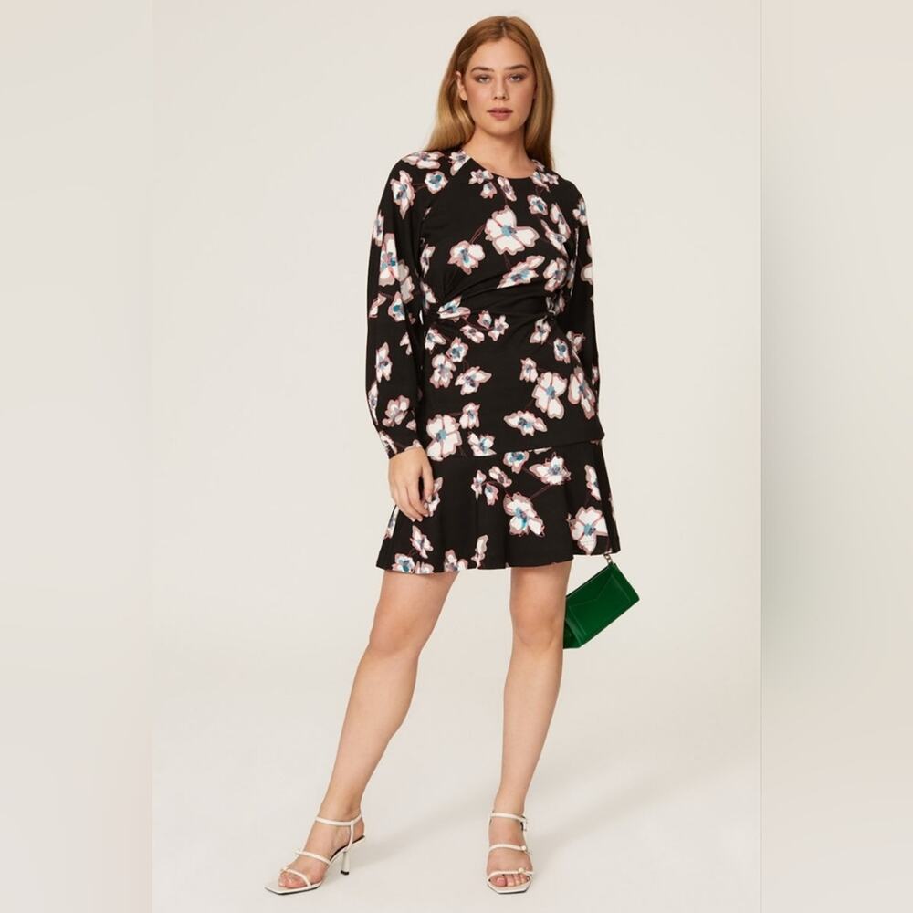 RTR Tanya Taylor Noemie Dress sz 6 floral printed long sleeve a-line knit
